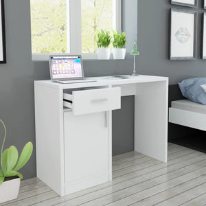 vidaXL Bureau avec tiroir et armoire Blanc 100x40x73 cm