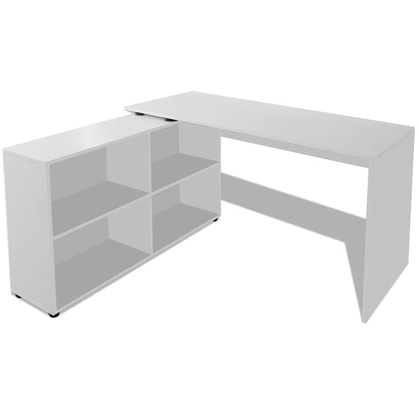 vidaXL Bureau d'angle 4 étagères Blanc