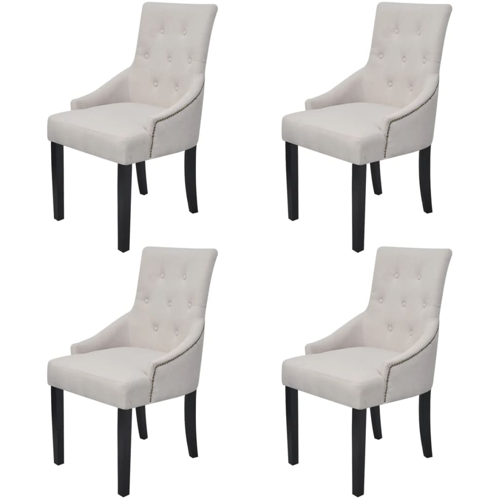 vidaXL Dining Chairs 4 pcs Cream Gray Fabric