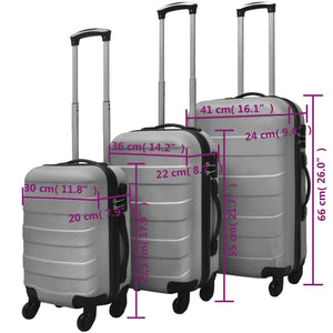 3-teiliges Hartschalen-Kofferset Silber
