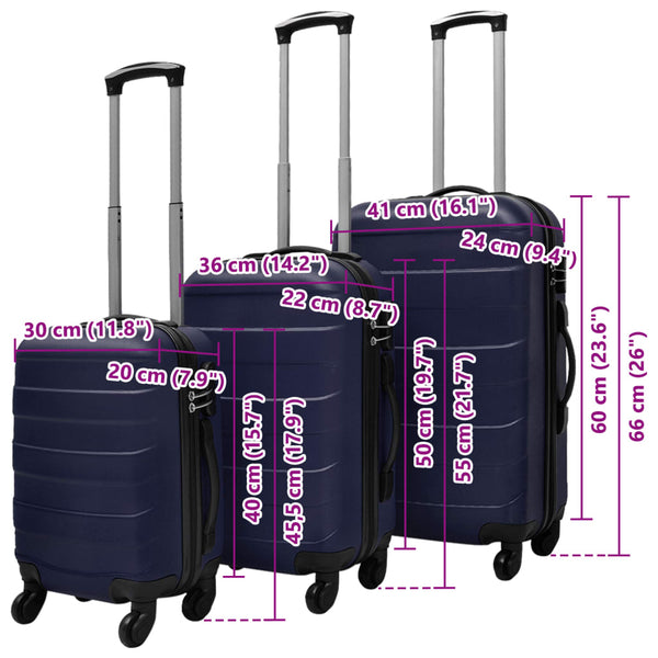 3-teiliges Hartschalen-Kofferset Blau