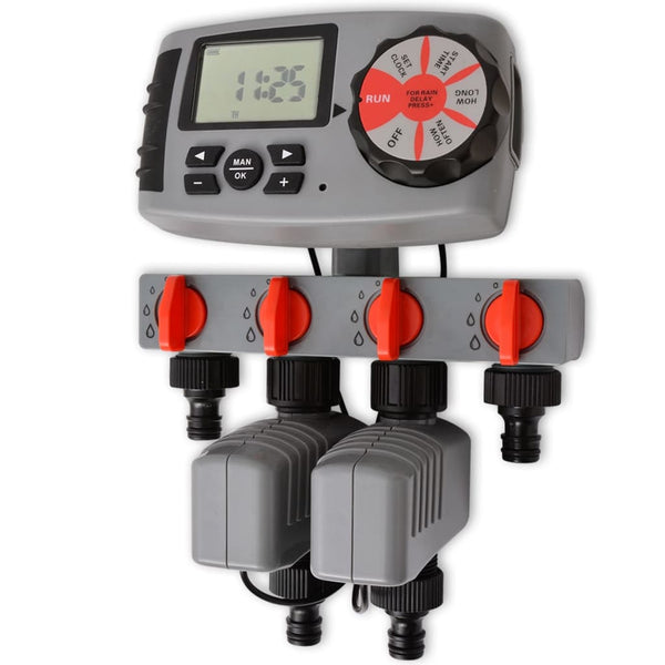 vidaXL Minuteur d'arrosage automatique à 4 zones 3 V