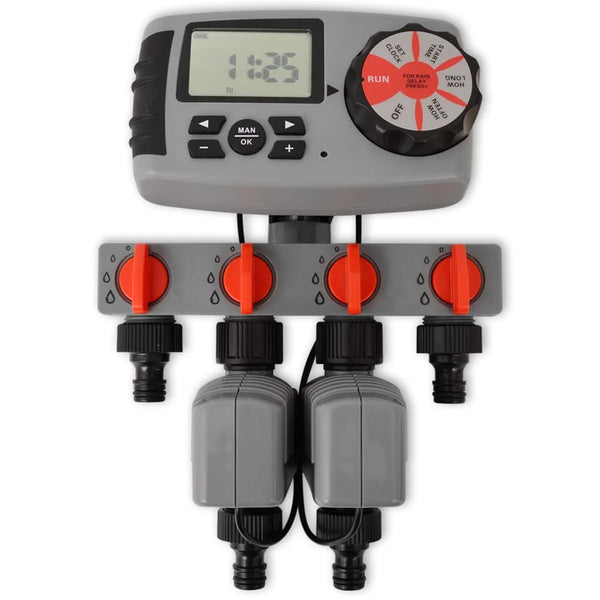 vidaXL Minuteur d'arrosage automatique à 4 zones 3 V