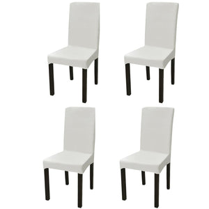 Stretch-Stuhlhussen Gerade 4 Stk. Creme