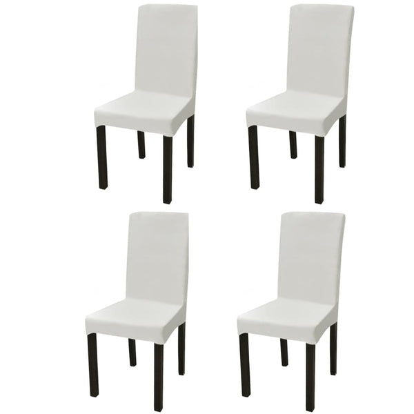 Stretch-Stuhlhussen Gerade 4 Stk. Creme