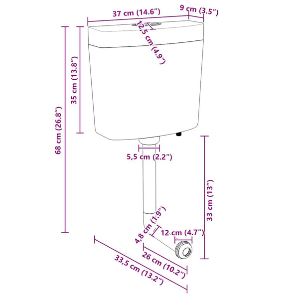 Spülkasten Wasserzulauf Unten 3/6 L Weiß