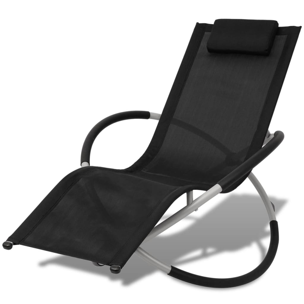 Sonnenliege Outdoor Stahl Schwarz Grau