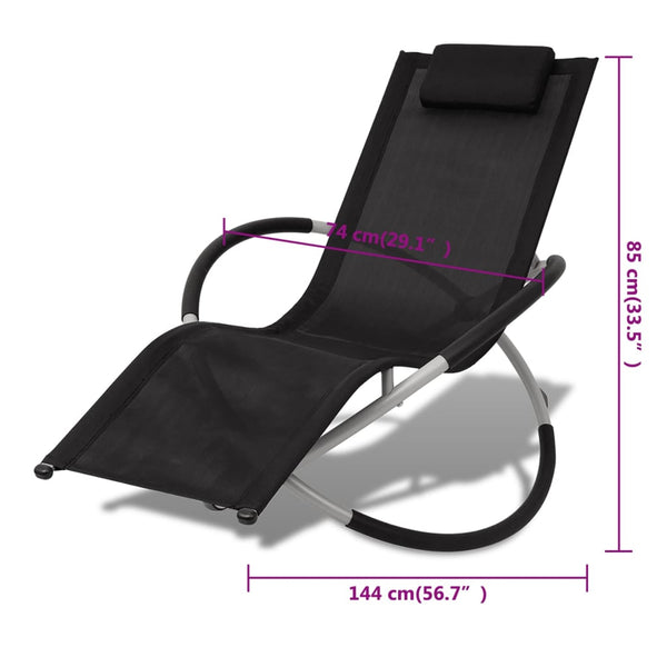 Sonnenliege Outdoor Stahl Schwarz Grau