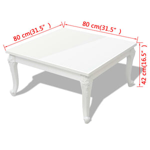 Couchtisch 80x80x42 cm Hochglanz-Weiß