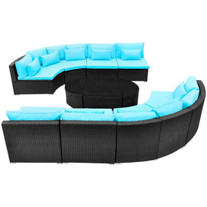 13-teiliges Garten Lounge Set Blau Poly Rattan