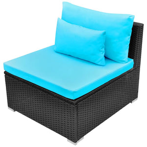 13-teiliges Garten Lounge Set Blau Poly Rattan