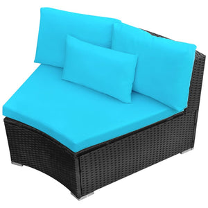 13-teiliges Garten Lounge Set Blau Poly Rattan