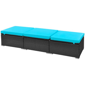 13-teiliges Garten Lounge Set Blau Poly Rattan