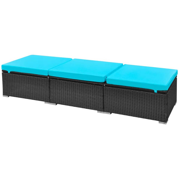 13-teiliges Garten Lounge Set Blau Poly Rattan