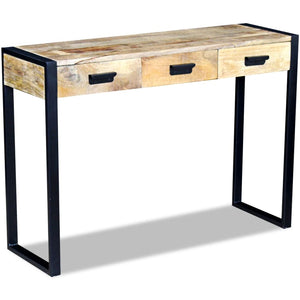 Konsolentisch mit 3 Schubladen Mangoholz Massiv 110x35x78 cm