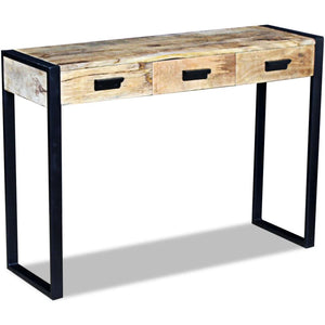 Konsolentisch mit 3 Schubladen Mangoholz Massiv 110x35x78 cm