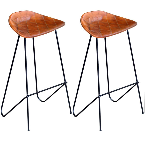 vidaXL Tabourets de bar 2 pcs Cuir véritable Noir et Marron