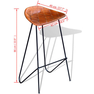 Barhocker 2 Stk. Schwarz und Braun Echtleder