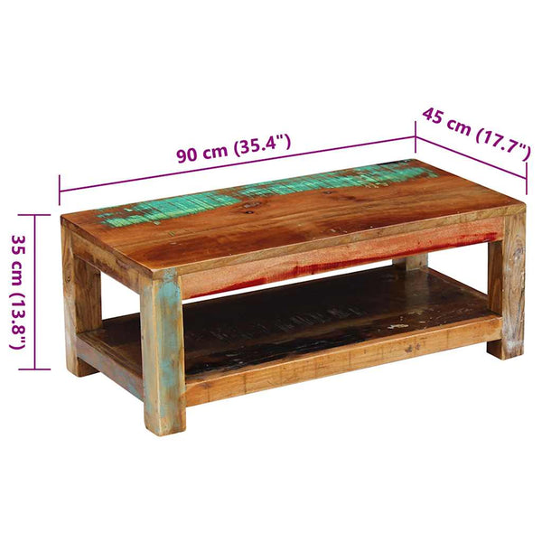 vidaXL Table basse en bois de récupération massif 90x45x35 cm