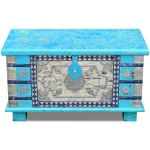 Aufbewahrungstruhe Blau Mangoholz 80x40x45 cm