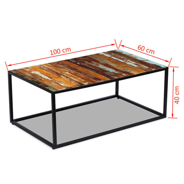 vidaXL Table basse en bois de récupération massif 100x60x40 cm
