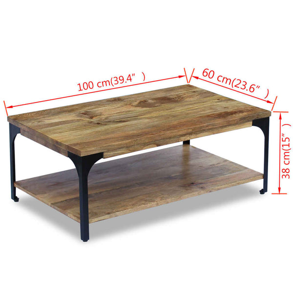 vidaXL Table basse en bois de manguier 100x60x38 cm