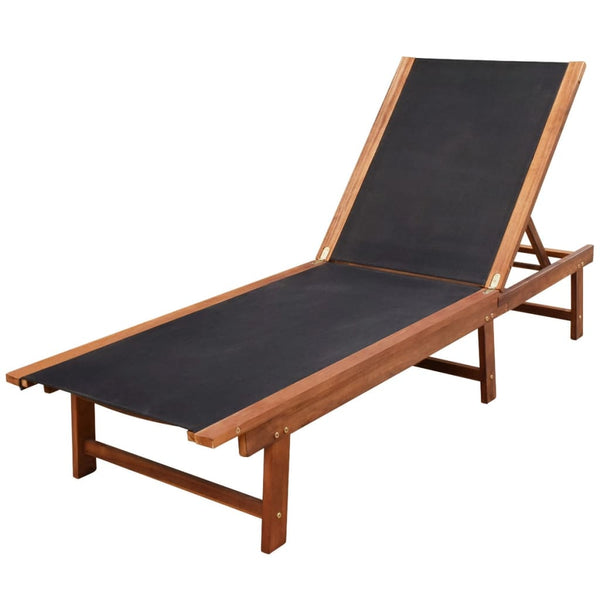 vidaXL Chaises longues 2 pcs avec table Bois d'acacia massif et textilène