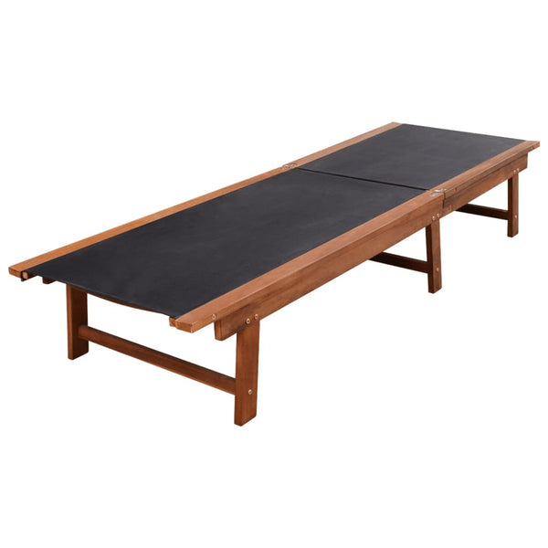 vidaXL Chaises longues 2 pcs avec table Bois d'acacia massif et textilène