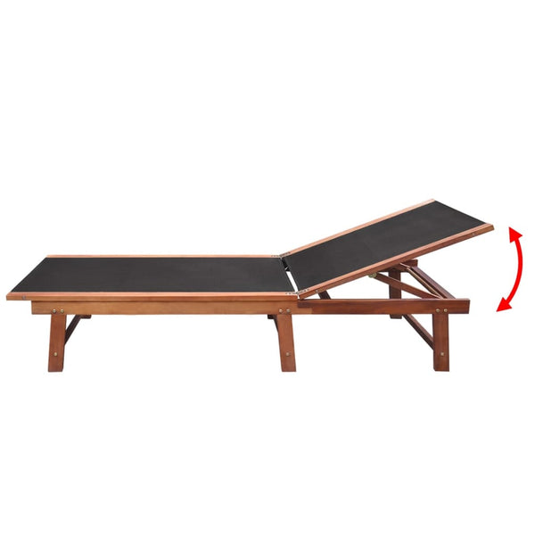 vidaXL Chaises longues 2 pcs avec table Bois d'acacia massif et textilène
