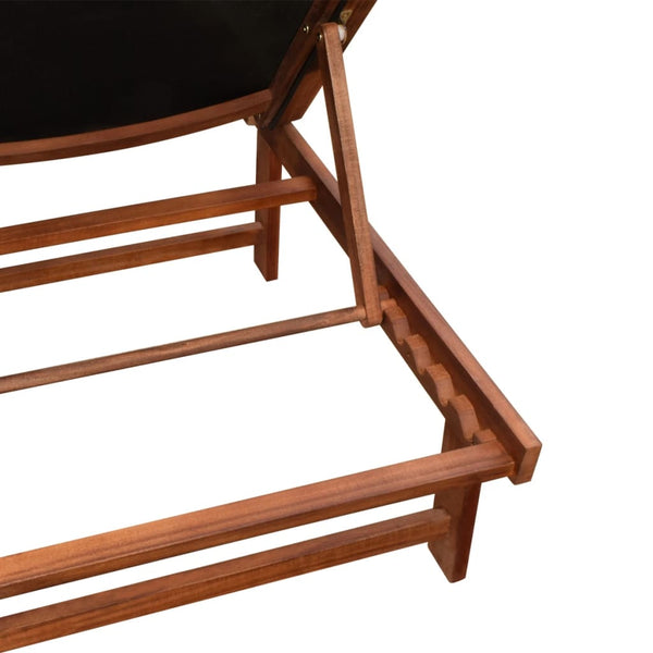 vidaXL Chaises longues 2 pcs avec table Bois d'acacia massif et textilène