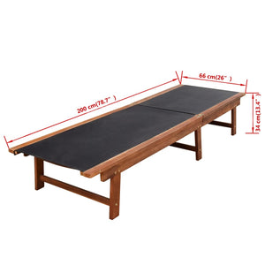 vidaXL Chaises longues 2 pcs avec table Bois d'acacia massif et textilène