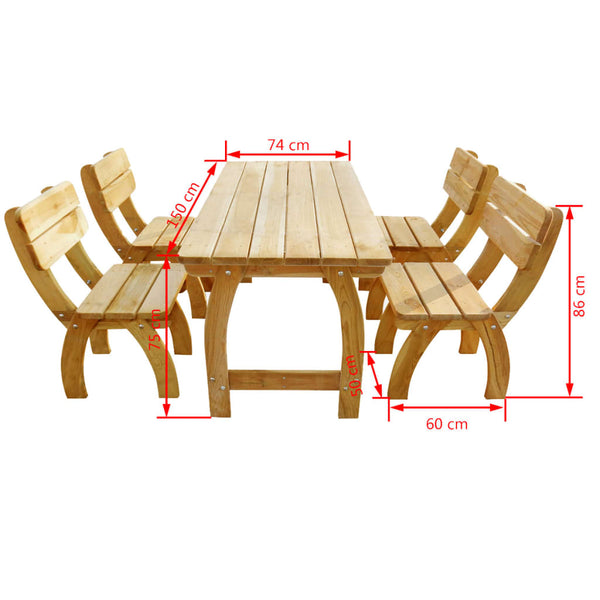 5-tlg. Garten-Essgruppe Imprägniertes Kiefernholz