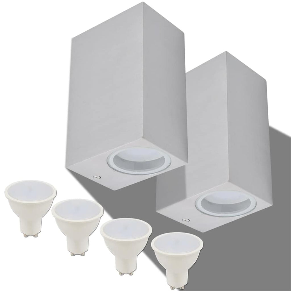 Quadratische LED-Außenwandleuchten, 2er-Set