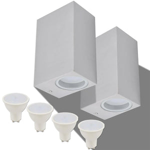 Quadratische LED-Außenwandleuchten, 2er-Set