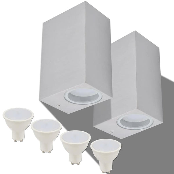 Quadratische LED-Außenwandleuchten, 2er-Set