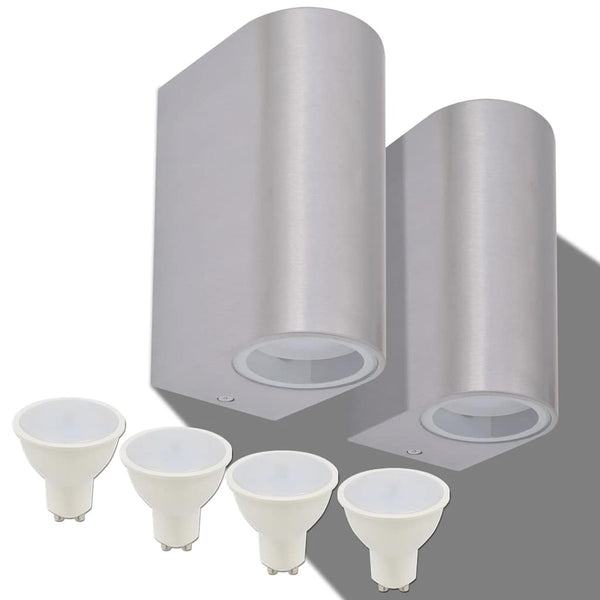 LED Außenwandleuchten 2er-Set Rund