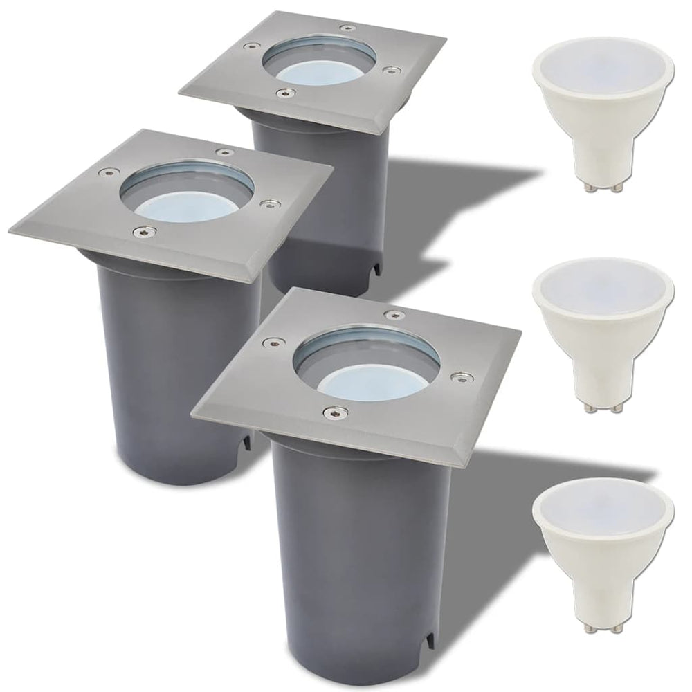 LED Bodeneinbaustrahler 3er Set Quadratisch