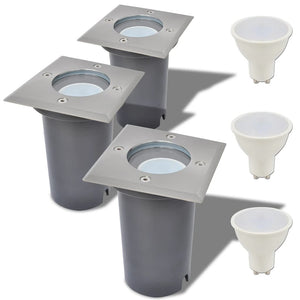 LED Bodeneinbaustrahler 3er Set Quadratisch