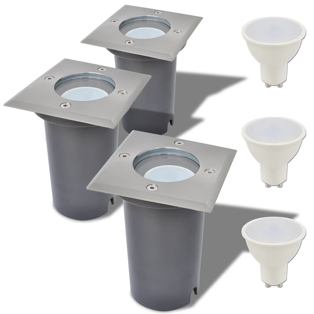 LED Bodeneinbaustrahler 3er Set Quadratisch