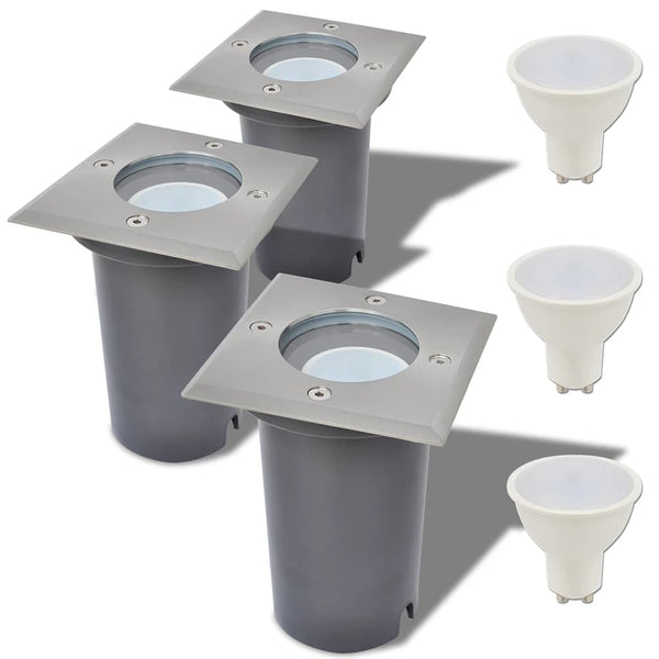 LED Bodeneinbaustrahler 3er Set Quadratisch