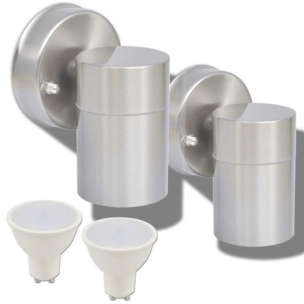 LED-Wandleuchten für Außen, Edelstahl, 2er-Set