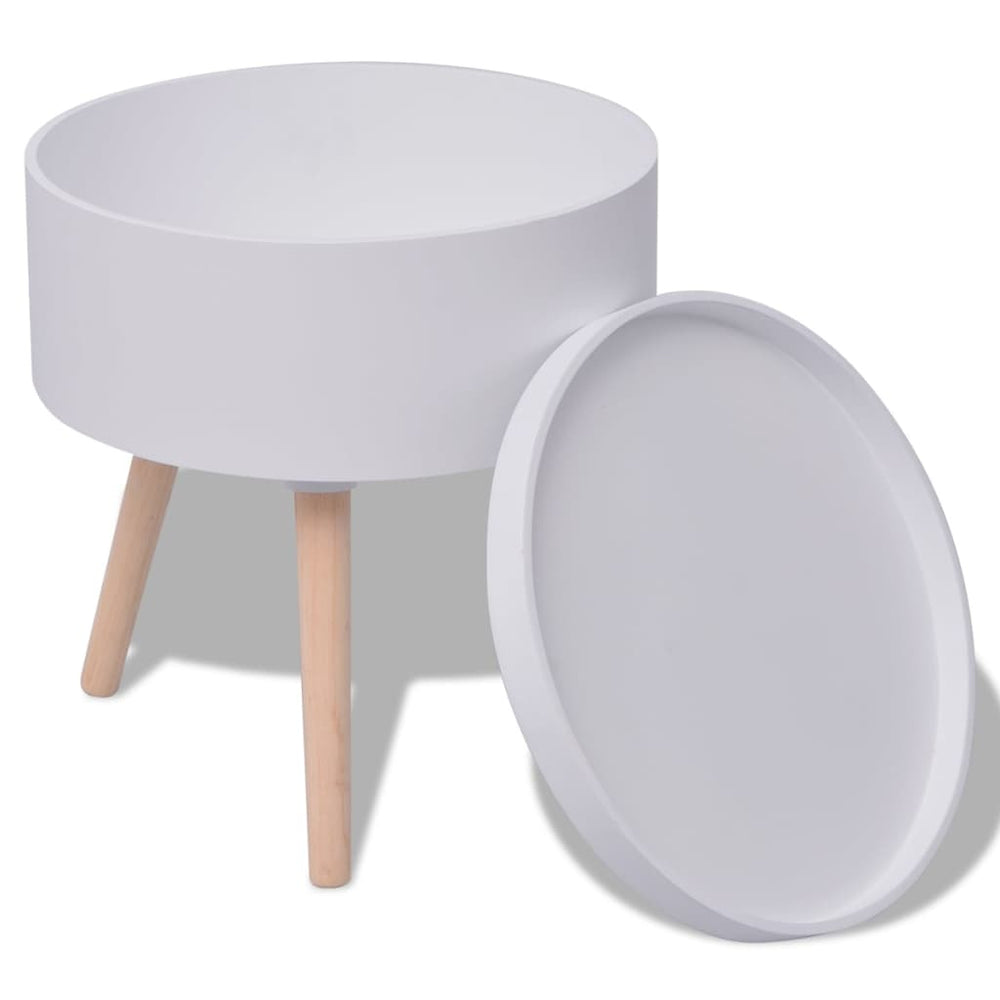 Beistelltisch mit Serviertablett rund 39,5x44,5 cm weiß