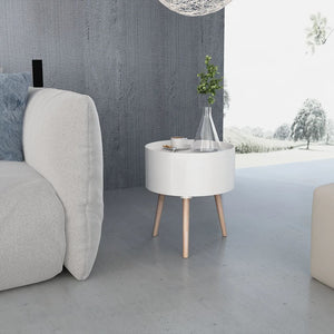 Beistelltisch mit Serviertablett rund 39,5x44,5 cm weiß