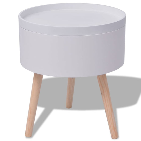 Beistelltisch mit Serviertablett rund 39,5x44,5 cm weiß