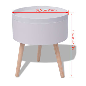 Beistelltisch mit Serviertablett rund 39,5x44,5 cm weiß