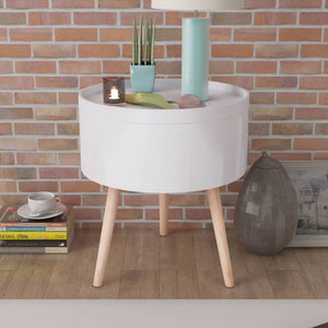 Beistelltisch mit Serviertablett rund 39,5x44,5 cm weiß