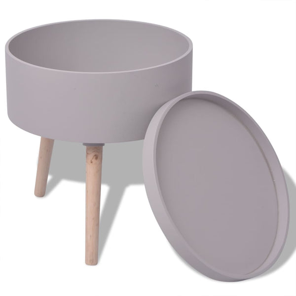 Beistelltisch mit Serviertablett rund 39,5x44,5 cm grau
