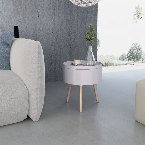Beistelltisch mit Serviertablett rund 39,5x44,5 cm grau