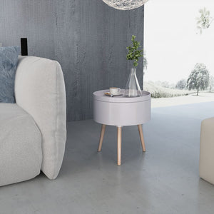 Beistelltisch mit Serviertablett rund 39,5x44,5 cm grau