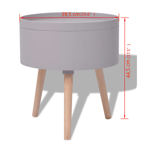 Beistelltisch mit Serviertablett rund 39,5x44,5 cm grau